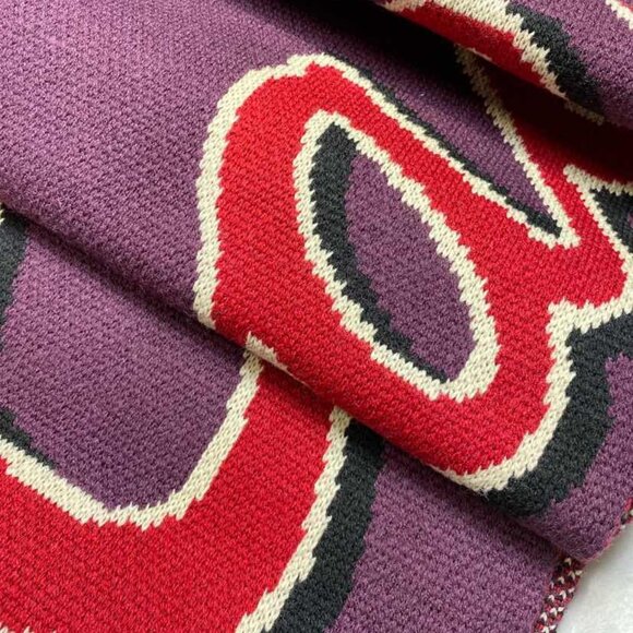 Coach CY038 Coach Script Print Knit Muffler in Oxblood - Picture 4 of 5